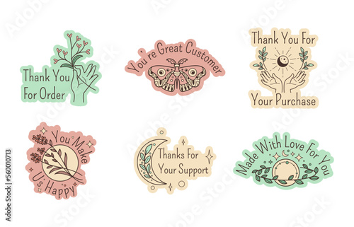 Sticker design set, thank you for order sign