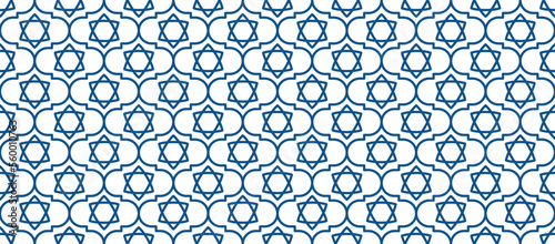 Jewish stars and Arabic grid line style seamless pattern vector illustration