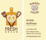 Bakery house, fresh bread business card with info