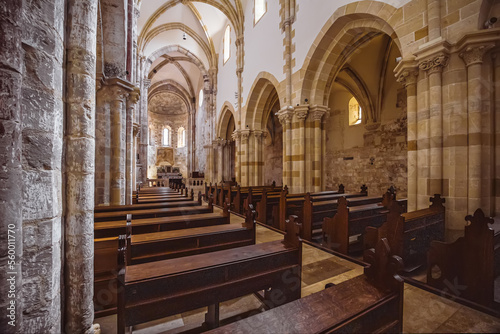 Interior of famous roman style J  ki church Hungary