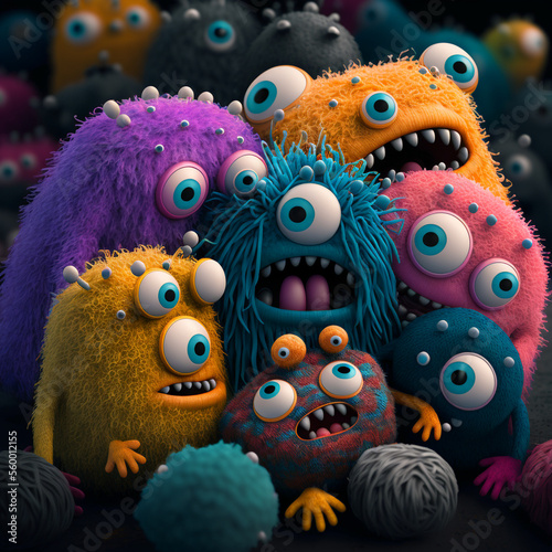 Hairy Microbes on a Cinematic Background