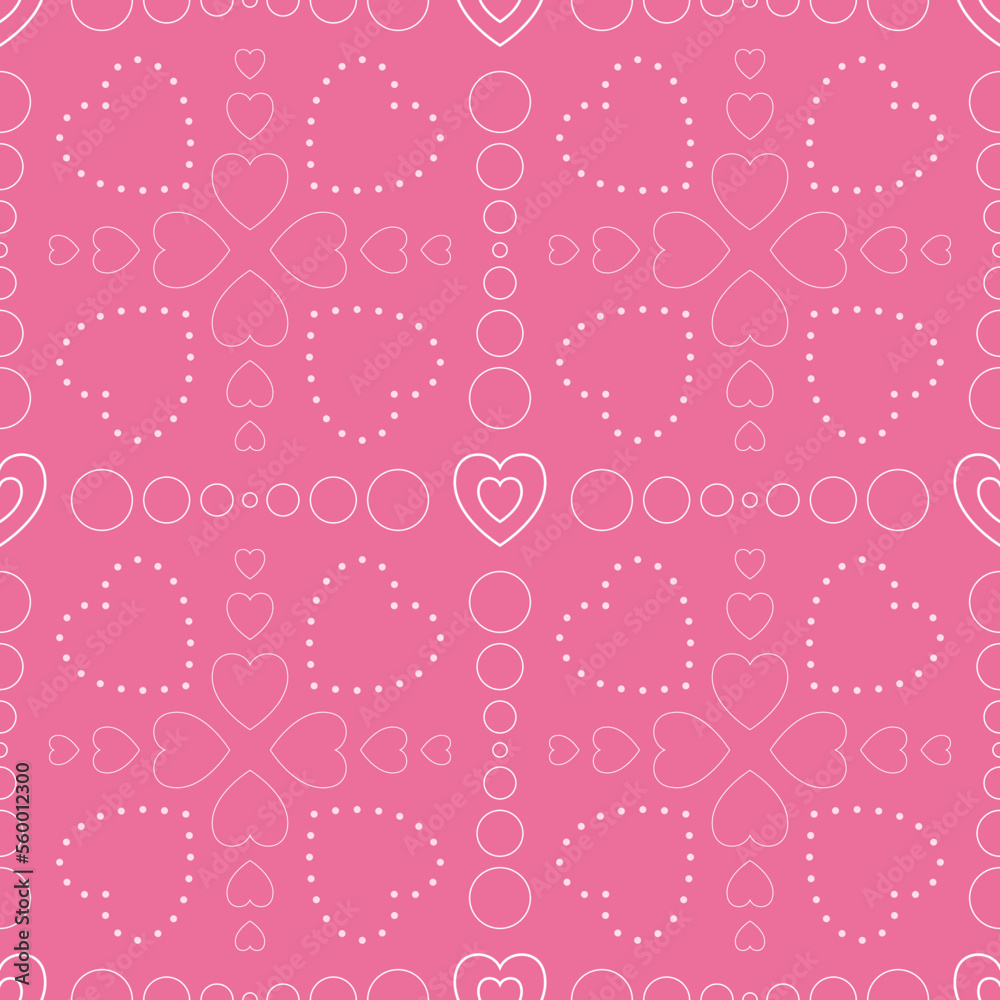 Seamless pattern with colorful heart shape on pink background.Vector illustration.