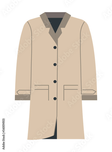 Clothing for men, long jacket or wool coat vector