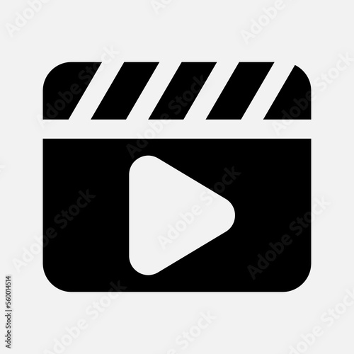 Video icon in solid style about multimedia, use for website mobile app presentation