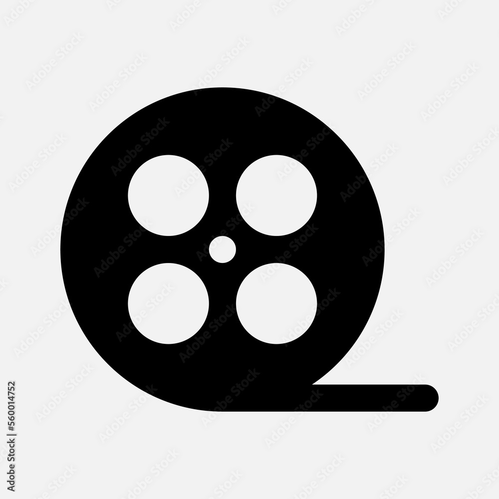 Movie reel icon in solid style about multimedia, use for website mobile app presentation Movie reel icon in solid style about multimedia, use for website mobile app presentation