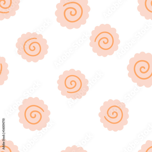 Seamless pattern of Narutomaki or kamaboko surimi icon simple. Vector cartoon flat doodle illustration on white background.