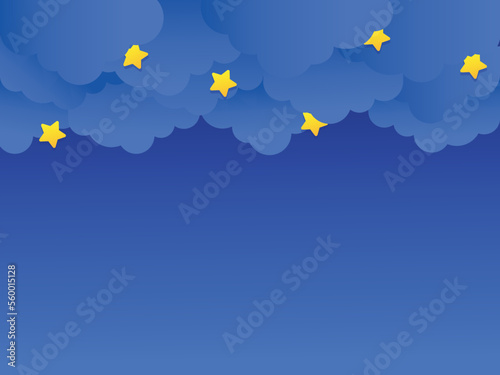Night sky landscape in winter. Clouds and stars.