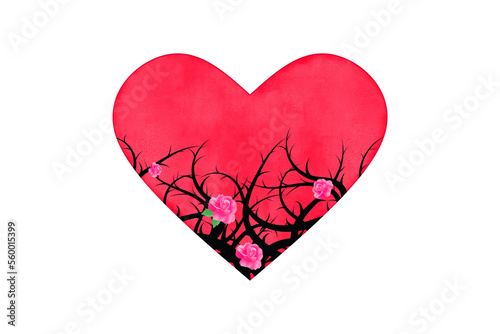 Heart and thorns, love and hurt, beautiful and painfulness are simple things in couple life illustration concept design.