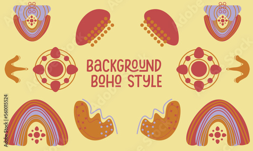 Background Boho Style Hand Draw Style 