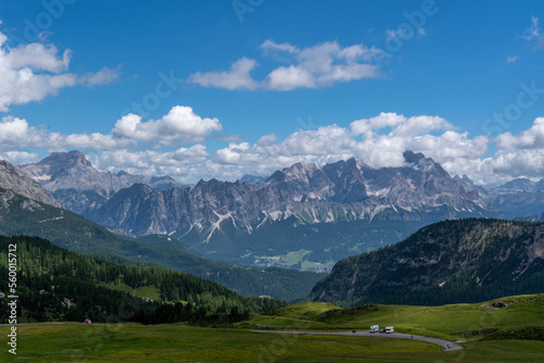 Cloudy Dolomites Gusela mountain, Passo di Giau with peak Ra Gusela. Location place Dolomiti Alps, Cortina d'Ampezzo, South Tyrol, Italy, Europe.