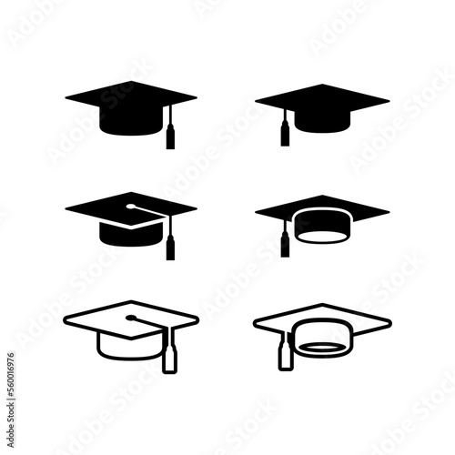 Graduation caps icons set.