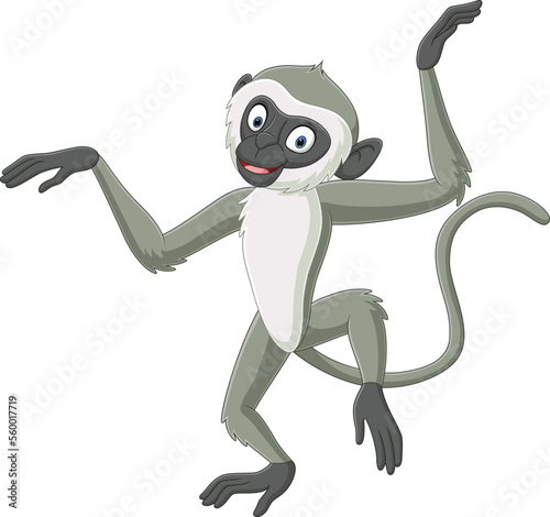 Cute langur monkey cartoon dancing