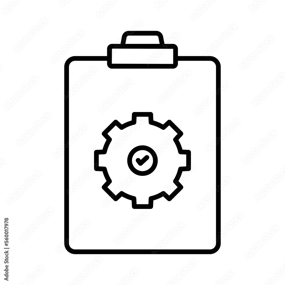 Checklist icon illustration with gear. icon related to project management. line icon style. Simple vector design editable Checklist icon illustration with gear. icon related to project management. line icon style. Simple vector design editable