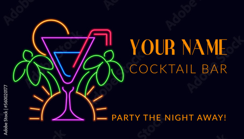 Party the night away, cocktail bar promo banner