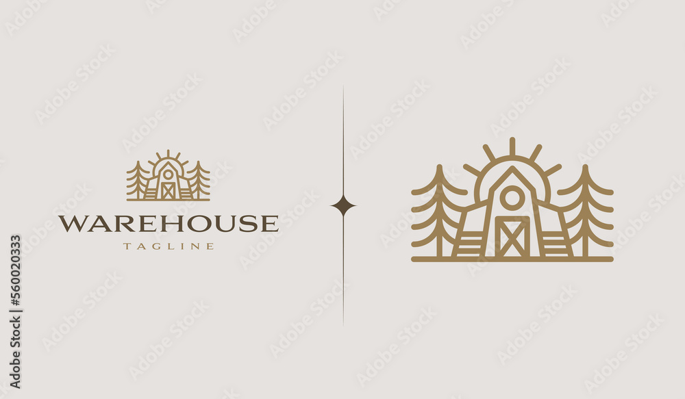 Warehouse Monoline Logo Template. Universal creative premium symbol. Vector illustration Warehouse Monoline Logo Template. Universal creative premium symbol. Vector illustration