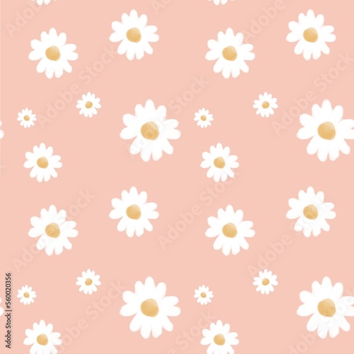 White floral pattern illustration on a pastel pink background. Used for gift wrapping paper and wallpaper.