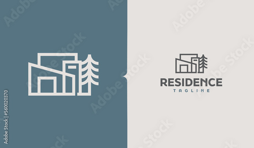 Residence Monoline Logo Template. Universal creative premium symbol. Vector illustration