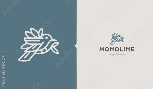 Bird Monoline Logo Template. Universal creative premium symbol. Vector illustration photo