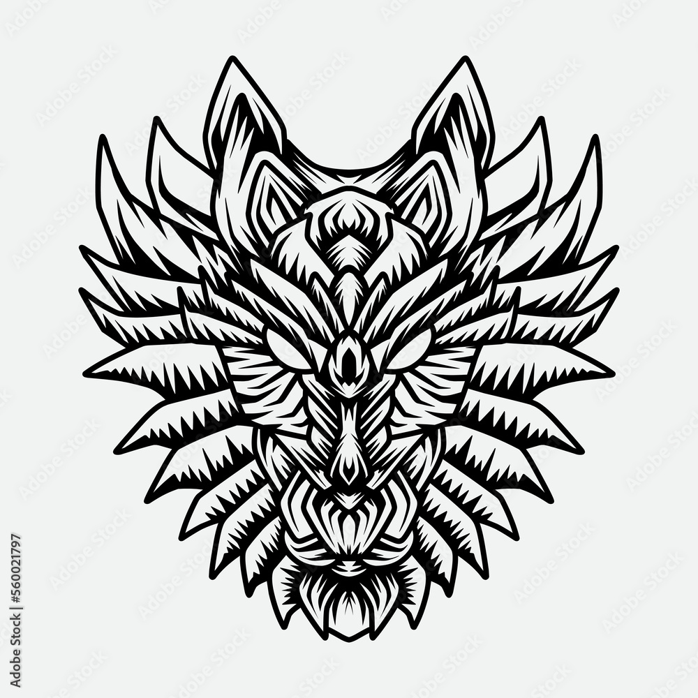 wolf tribal tattoo vector illustration