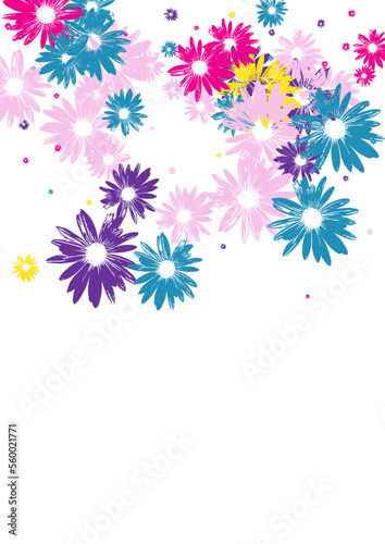 Colorful Petal Background White Vector. Garden Decoration Banner. Color Flower Amazing. Summer Illustration. Element Yellow Flowers.