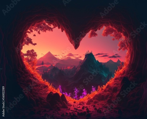 heart-shaped forest , fantasy, image generated by AI © Jorge Ferreiro