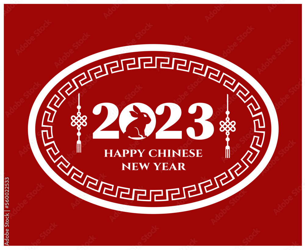 Happy Chinese new year 2023 year of the rabbit White Design Abstract Illustration Vector With Red Background Happy Chinese new year 2023 year of the rabbit White Design Abstract Illustration Vector With Red Background