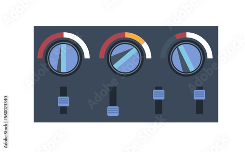Panel with control buttons and knobs, adjusting