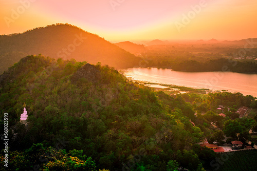 Natural background, high angle from the high mountains that can see the scenery around, the wind blows through the cool, blurred of traveling, the integrity of the moist forest.