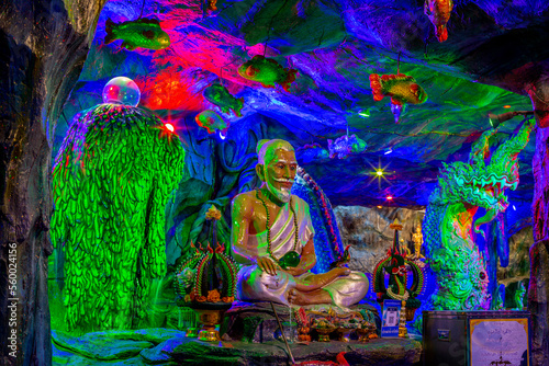 Wat Kaeng Khoi  Naka Cave -Saraburi December16 2022 atmosphere inside the temple has Naga statues  Buddha images built inside the cave. There are artistic beauty for tourists to make merit in Thailand