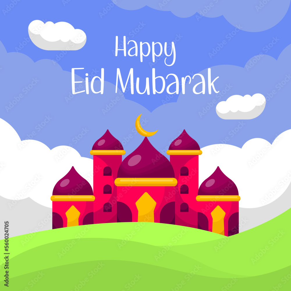 Naklejka premium Flat design illustration ramadan kareem greeting with purple background