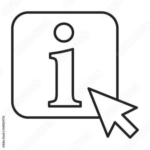 Info button vector isolated. Cursor arrow pointing at infromation symbol. Internet navigation. Click for more info.