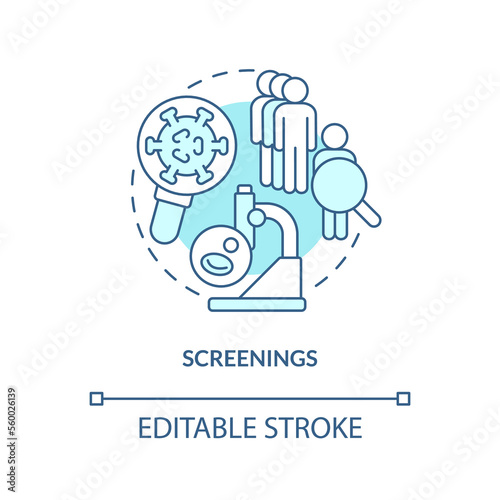 Screenings blue concept icon. Detect disease. Chronic disease management abstract idea thin line illustration. Isolated outline drawing. Editable stroke. Arial, Myriad Pro-Bold fonts used