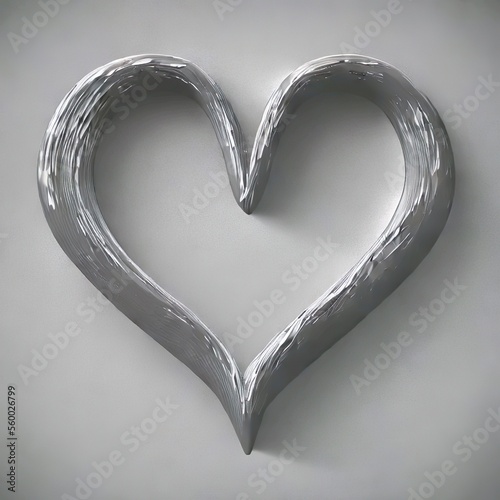 3D Silver heart. Generative AI 