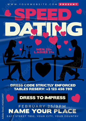 Speed Dating Party 2023 Poster in Vector Template