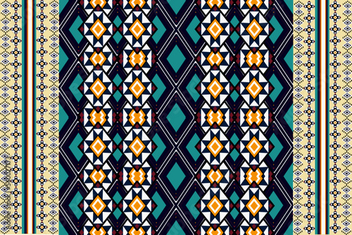 Geometric ethnic oriental seamless pattern traditional Design for background,carpet,wallpaper.clothing,wrapping,Batik fabric,Vector illustration.