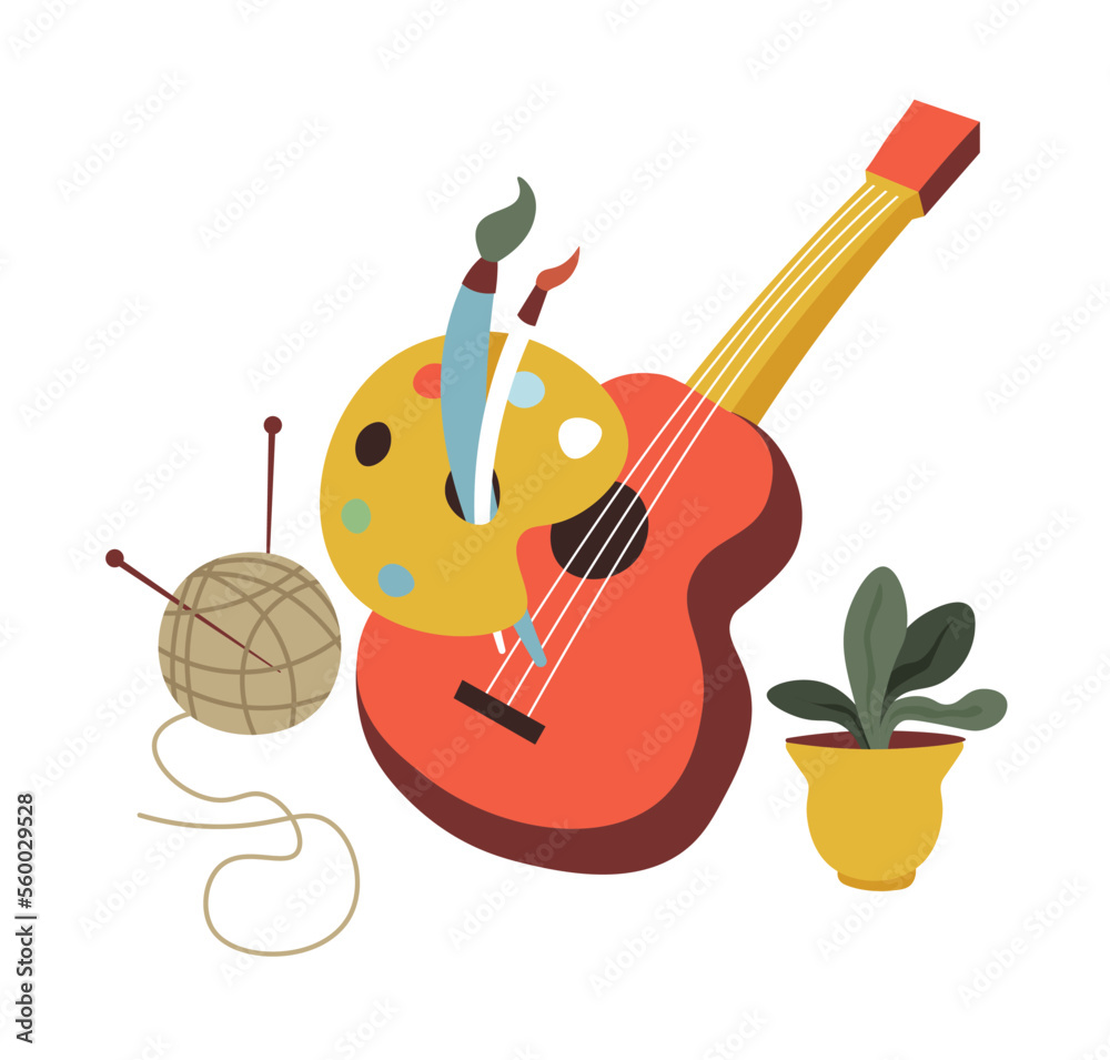 Hobby and art creative leisure, music and drawing Hobby and art creative leisure, music and drawing