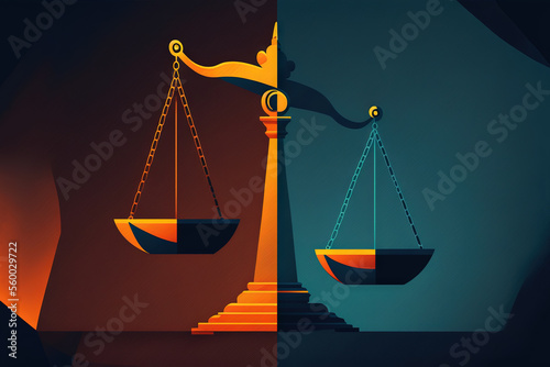 Murais de parede Scales of justice illustration. day and night