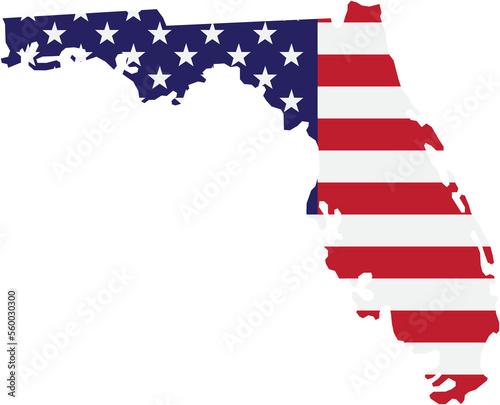 Obraz na płótnie outline drawing of florida state map on usa flag. w salonie