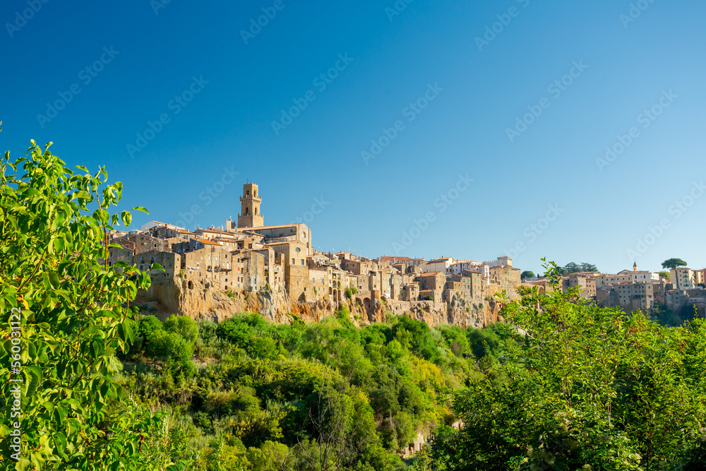 Pitigliano, Italy. Panoramic view of the old town