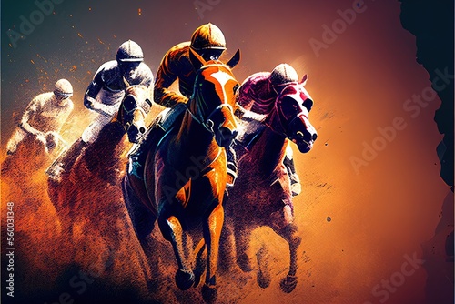 horse racing, beautiful 3d design for You project. Ai Generative