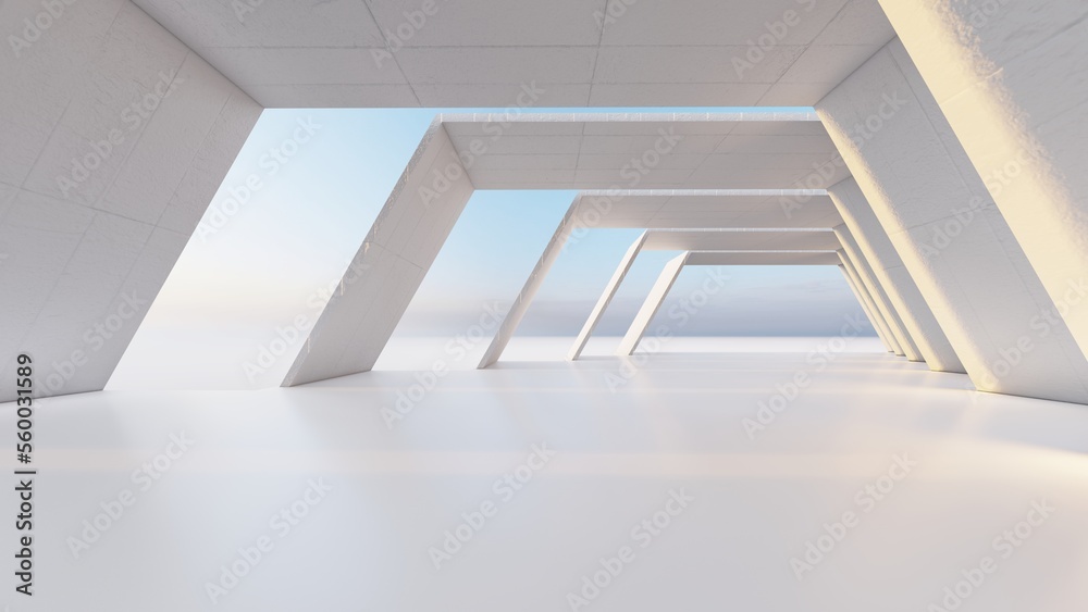 Architecture background geometric arched interior 3d render Architecture background geometric arched interior 3d render