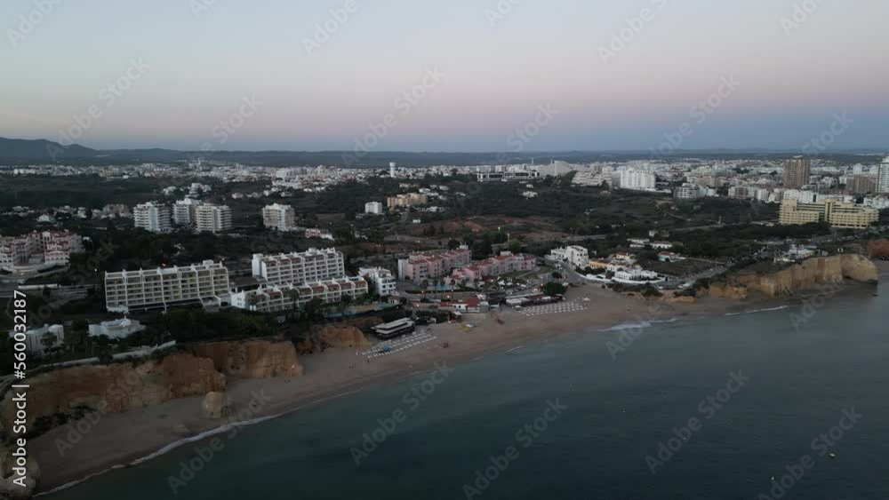Sunset Drone Video of a Beach Resort on the Coast of the Algarve, Portugal Sunset Drone Video of a Beach Resort on the Coast of the Algarve, Portugal