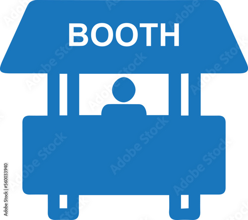 Booth icon, information booth icon blue vector