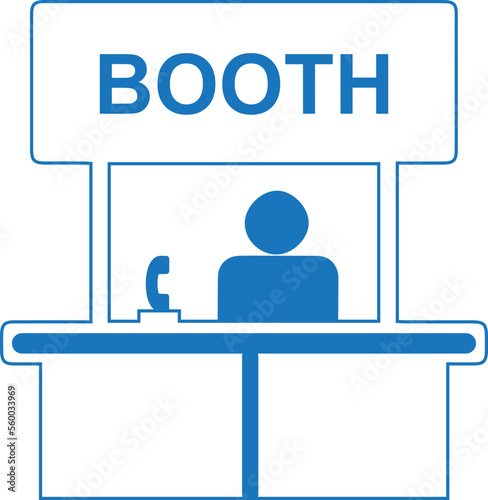 Booth icon, information booth icon blue vector