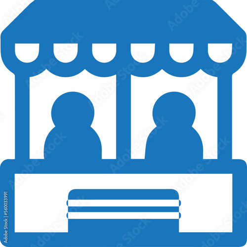 Booth icon, information booth icon blue vector