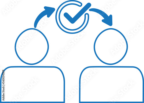 Trust icon, business partnership icon blue vector