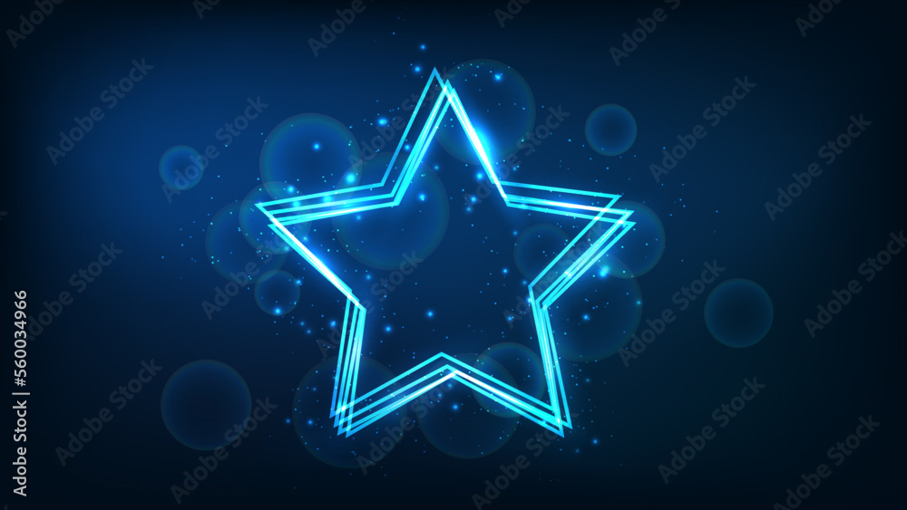 Neon frame in star form with shining effects and sparkles Stock Vector ...