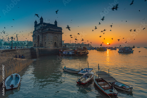 Sunrise at Gateway of India, a tourist destination of Mumbai, India