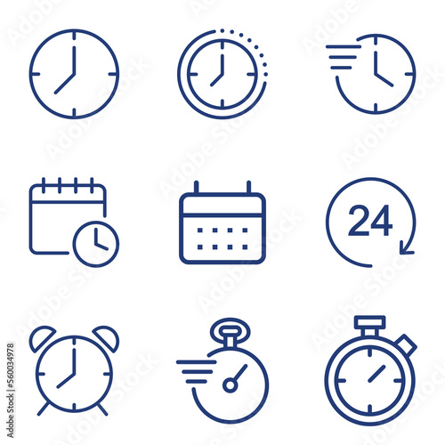time clock date alarm reminder icon set 
