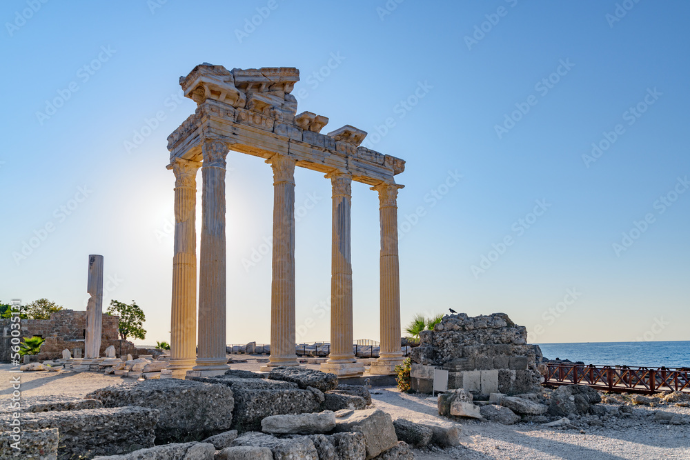 Awesome ruins of the Temple of Apollo in Side, Turkey
